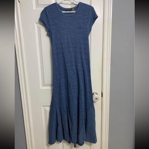Ralph Lauren maxi fit and flare blue short sleeve dress size medium